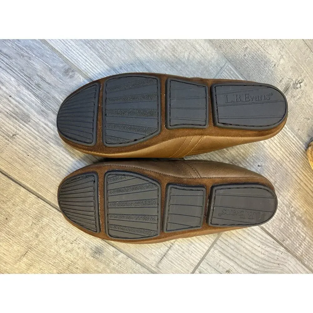 L.B. Evans Aristocrat Opera Men's Slippers Size 8.5 EEE Extra Wide Brown Leather